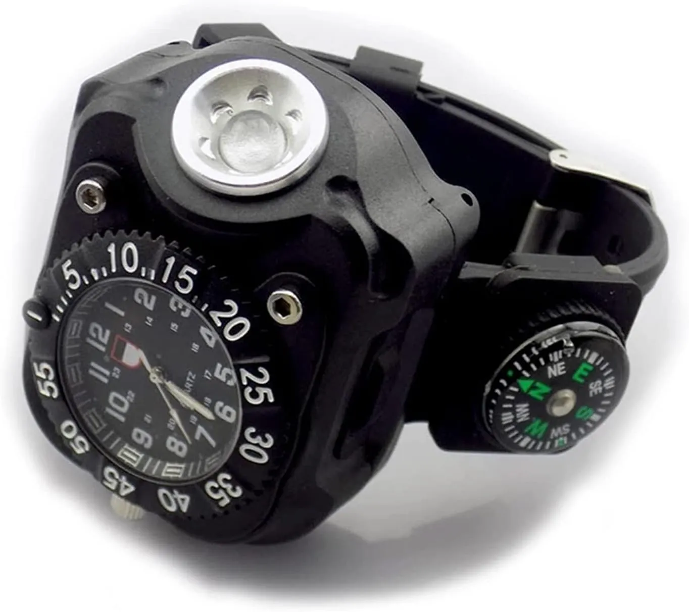 with compass outdoor sports mens fashion Waterproof LED rechargeable 3 in 1 bright watch penetrate allusion egyptian assistance propose zoologist light flashlight 