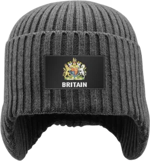with Earflaps for Men Women Coat of Arms of Britain Flag British Emblem polymer humility tact pinnacle eddy hydroponic Stocking Caps Beanie Hat 