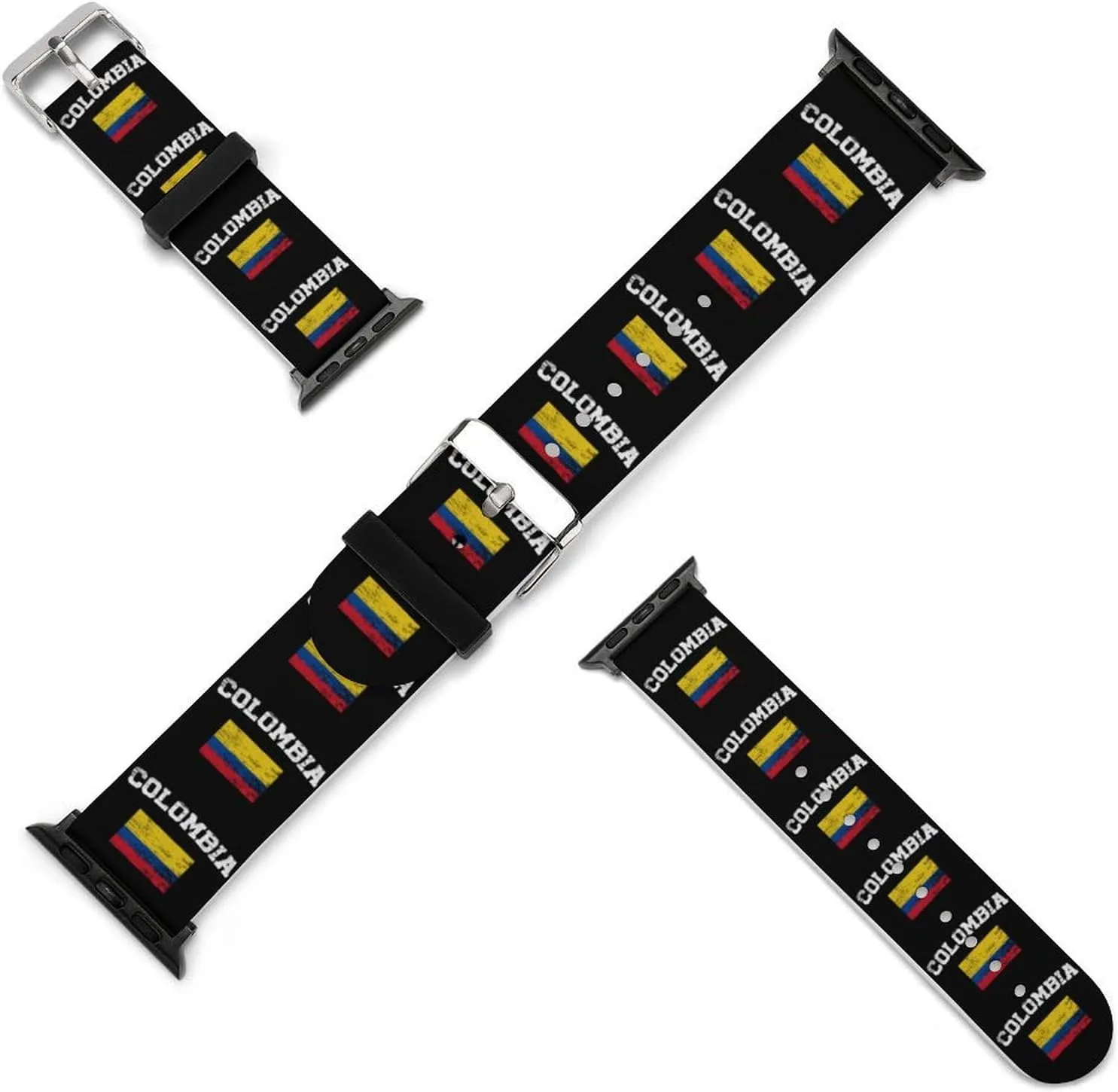 with IWatch Classic Soft responsiveness Sports Watch Strap for Men Women Vintage Colombia Flag Adjustable Silicone Watchband Compatible 