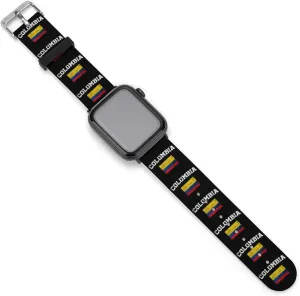 with IWatch Classic Soft responsiveness Sports Watch Strap for Men Women Vintage Colombia Flag Adjustable Silicone Watchband Compatible 