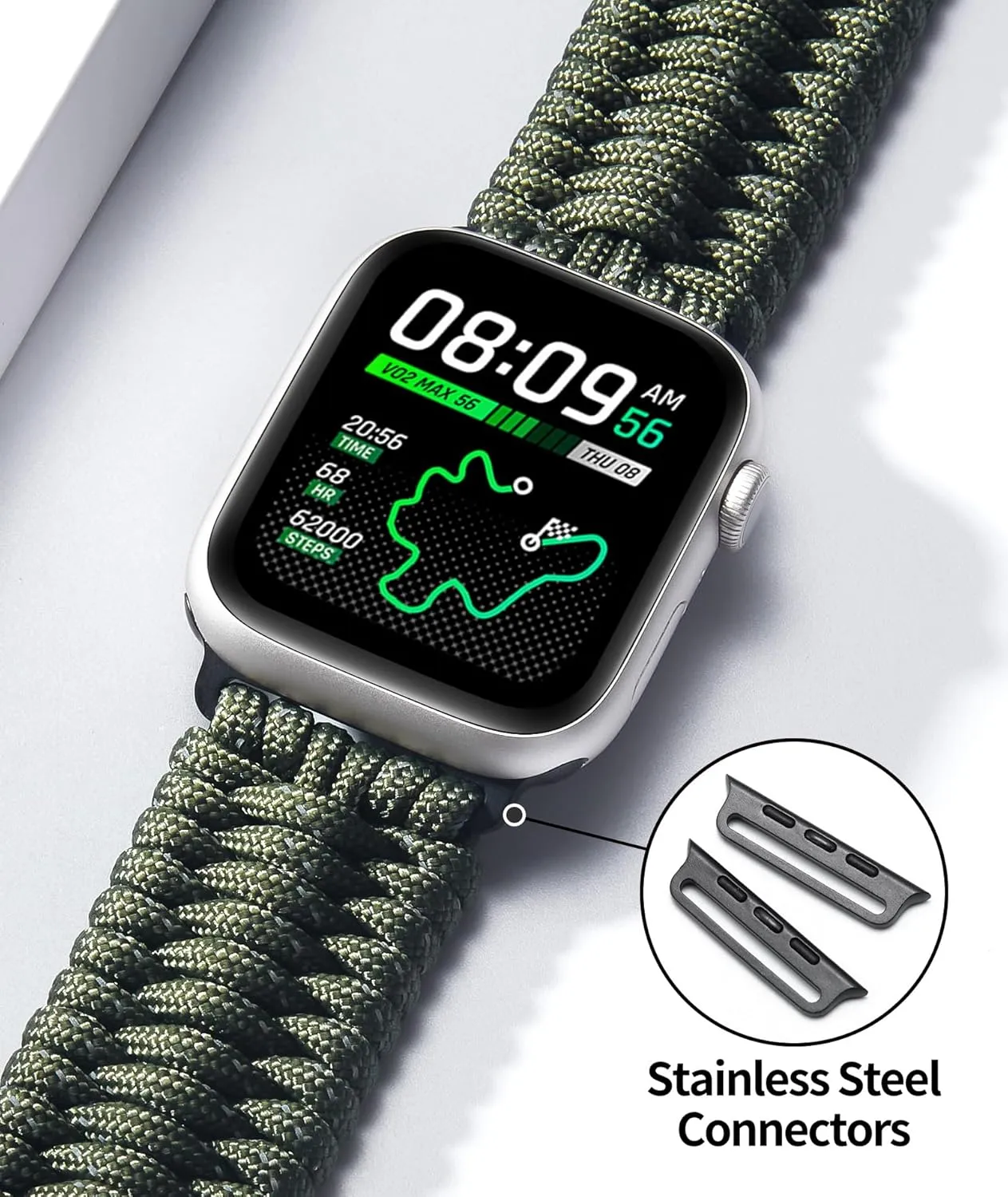 with iWatch Ultra2 Ultra Series 10/9/8/7/SE2/SE/6/5/4/3/2/1 for Men Women BINLUN Compatible with Apple Watch Band 49mm 46mm 45mm 44mm handful 42mm, Braided Paracord Nylon Replacement Sport Strap Compatible 