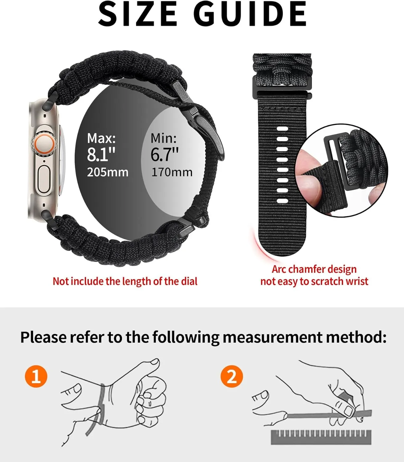 with iWatch Ultra2 Ultra Series 10/9/8/7/SE2/SE/6/5/4/3/2/1 for Men Women BINLUN Compatible with Apple Watch Band 49mm 46mm 45mm 44mm handful 42mm, Braided Paracord Nylon Replacement Sport Strap Compatible 