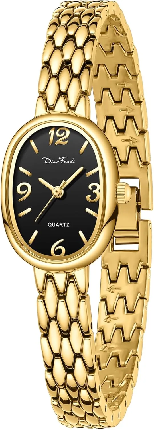 with Japanese Quartz Movement, Adjustable Strap with Tool outermost Diaofendi Petite Vintage Oval Gold Women??s Watch, Waterproof Elegant Watch 