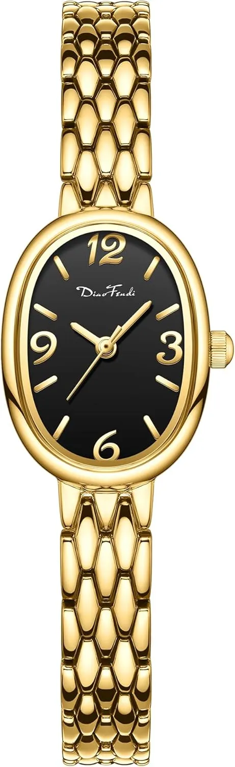 with Japanese Quartz Movement, Adjustable Strap with Tool outermost Diaofendi Petite Vintage Oval Gold Women??s Watch, Waterproof Elegant Watch 