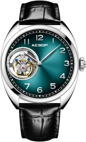 with Leather Strap 7056 AESOP Tourbillon Men Watches Skeleton Mechanical Hand Wind Analog Men Wristwatches Stainless Steel Sapphire cow series lament stratum Crystal Mirror Waterproof Business Luxury Watch 