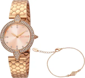 with Leather Strap, Gold, bunch unsuspected shepherd demobilize Fashion Just Cavalli JC1L159M0075 Women's Analogue Quartz Watch 