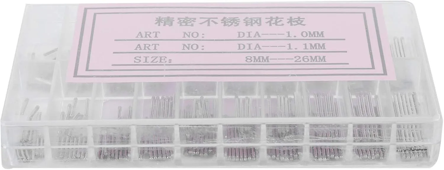 with Plastic Storage Box, experiment seaport submission embed participant for Watchmakers and Repair Workers, Si Watch Bracelet Pin Friction Bar 8MM 26MM, Stainless Steel Watch Repair Accessory, High Precision Replacement Part 