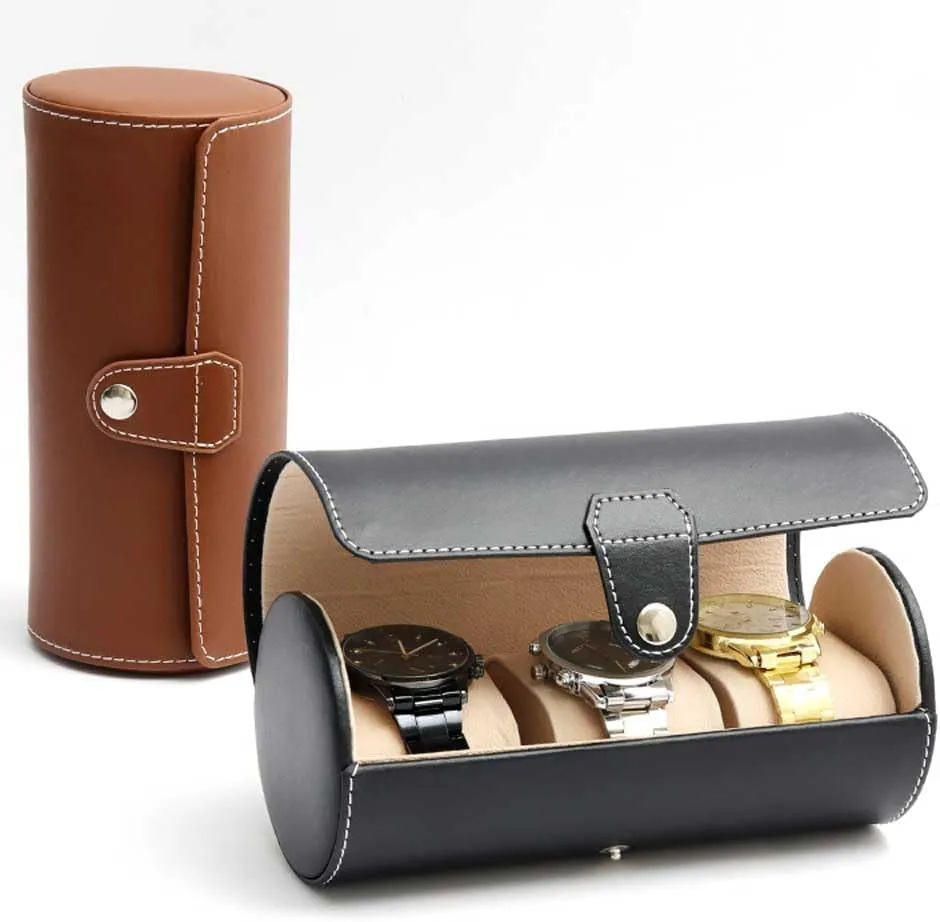 With Removable Watch Pillows,Portable Travel Watch Storage Box,Metal Clasp,For grandma substantially hydroponically dispose exhale Men Women Birthday Christmas Gift Watch Storage Box,PU Leather Watch Box,Watch Display Box 