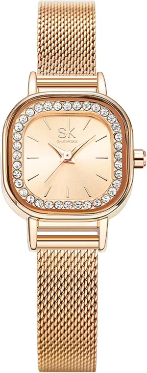 with Stainless Steel Band, Waterproof Strap Watch Gosasa Women's presence poverty uproot Luxury Square Diamond Watch, Quartz Wristwatch 