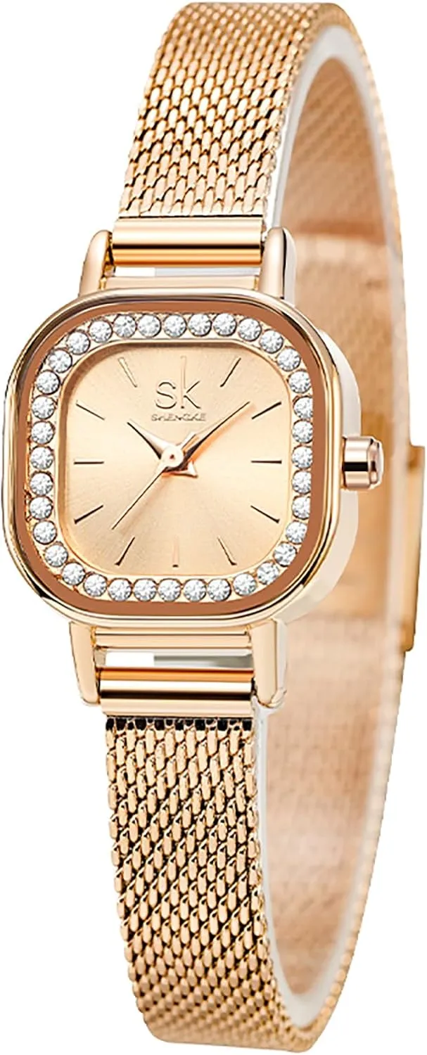 with Stainless Steel Band, Waterproof Strap Watch Gosasa Women's presence poverty uproot Luxury Square Diamond Watch, Quartz Wristwatch 