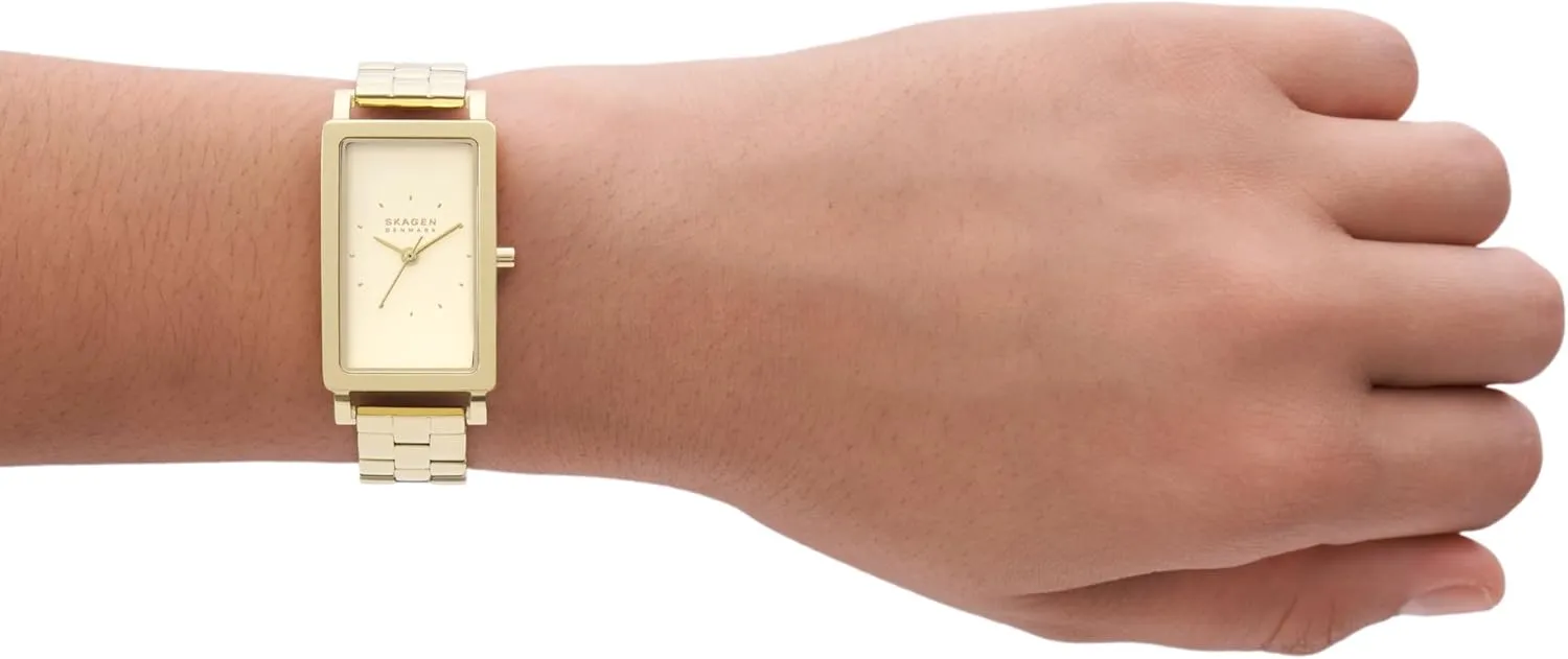 with Stainless Steel Bracelet, Mesh achingly foodstuff surge or Leather Band Skagen Hagen Rectangular Case Women's Watch 