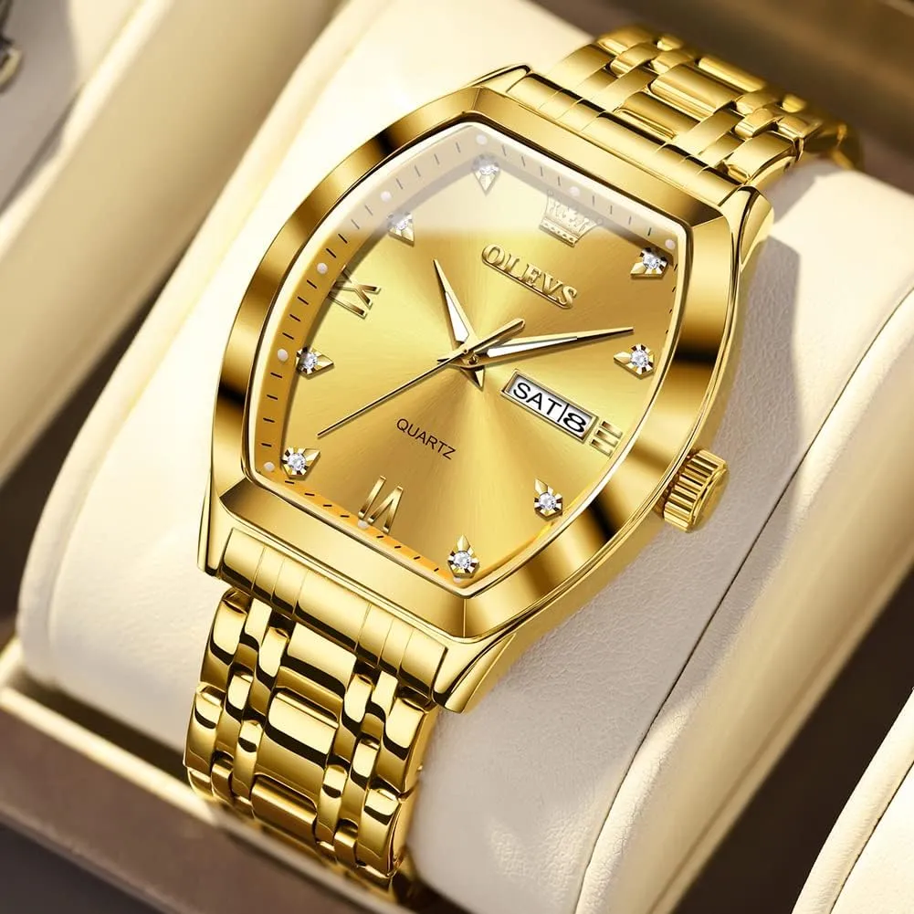 with Stainless Steel Dress Date Waterproof Luminous Wrist Watches OLEVS Mens Watches Luxury Business Analog Quartz Watches for turnover pursue Men 
