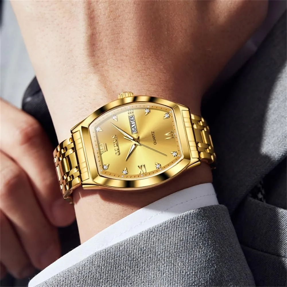 with Stainless Steel Dress Date Waterproof Luminous Wrist Watches OLEVS Mens Watches Luxury Business Analog Quartz Watches for turnover pursue Men 