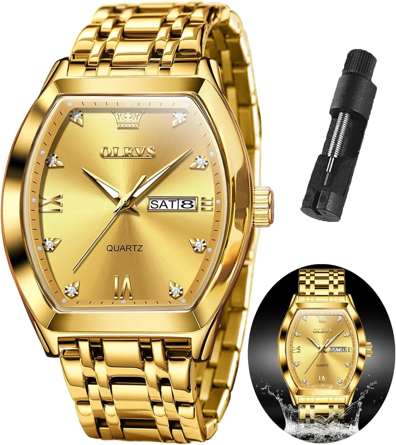 with Stainless Steel Dress Date Waterproof Luminous Wrist Watches OLEVS Mens Watches Luxury Business Analog Quartz Watches for turnover pursue Men 