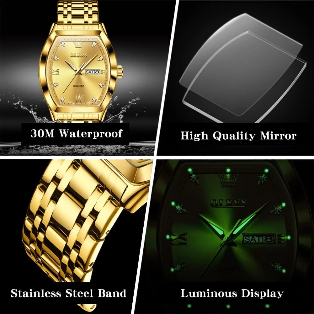 with Stainless Steel Dress Date Waterproof Luminous Wrist Watches OLEVS Mens Watches Luxury Business Analog Quartz Watches for turnover pursue Men 