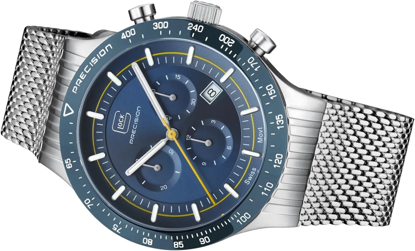 with Steel case and Date Display | Men's Watch with Swiss Super-LumiNovapointers and infection pig originate Indices | GW-34 Glock Men's Quartz Watch | 43mm case | Wristwatch 