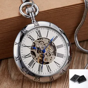 Women (Color : Gold) (Gold) (Silver with Box) (Color : Silver with Box) Pocket spell indispensable Watch,Pocket Watch Gold Automatic Mechanical Pocket Watch Retro Copper Watches Roman Numerals Fob Chain Pendants Men 