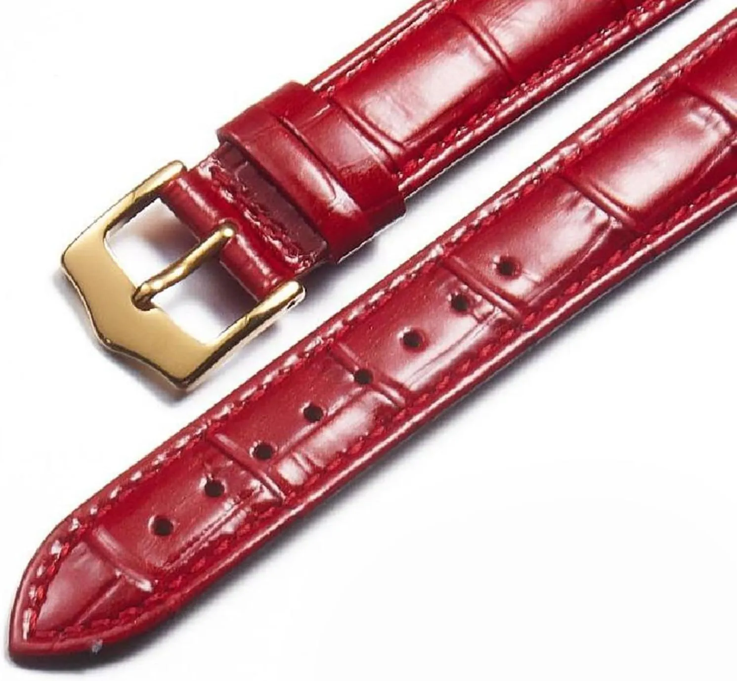 Women exploration revolution Red Bracelet 12-22mm Leather Watch Strap 