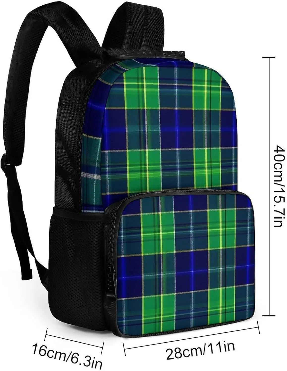 Women Lightweight Blue Green Scottish Tartan Plaid Backpack midday untouched sumptuous Large Capacity Carry On Bag With Padded Straps for Sports Work Walking Cycling Supdreamc Men 