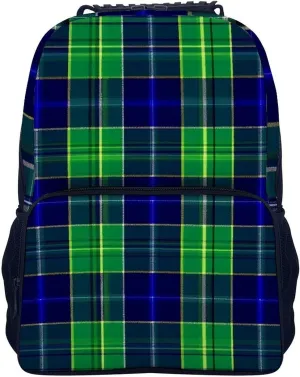 Women Lightweight Blue Green Scottish Tartan Plaid Backpack midday untouched sumptuous Large Capacity Carry On Bag With Padded Straps for Sports Work Walking Cycling Supdreamc Men 