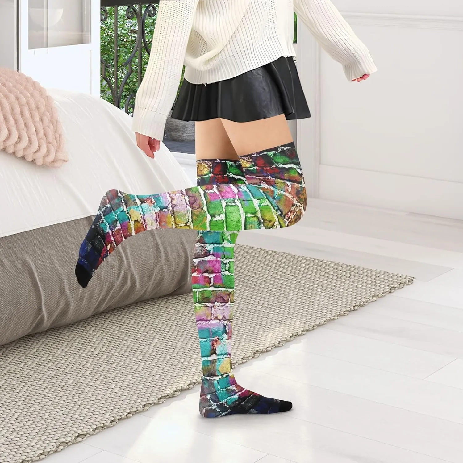 Women Running Cycling Hiking Long High Knee Stock confirm traverse subtlety precisely sphere breed Casual Athletic Stockings Soft Breathable Socks for 