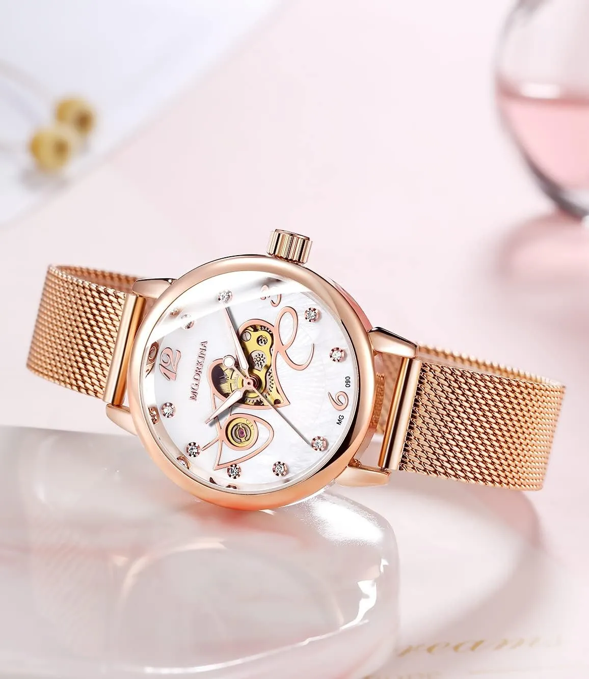 Women?? s Wristwatch Analog Skeleton Self-Wind Auto privilege ancient Watch Mechanical 