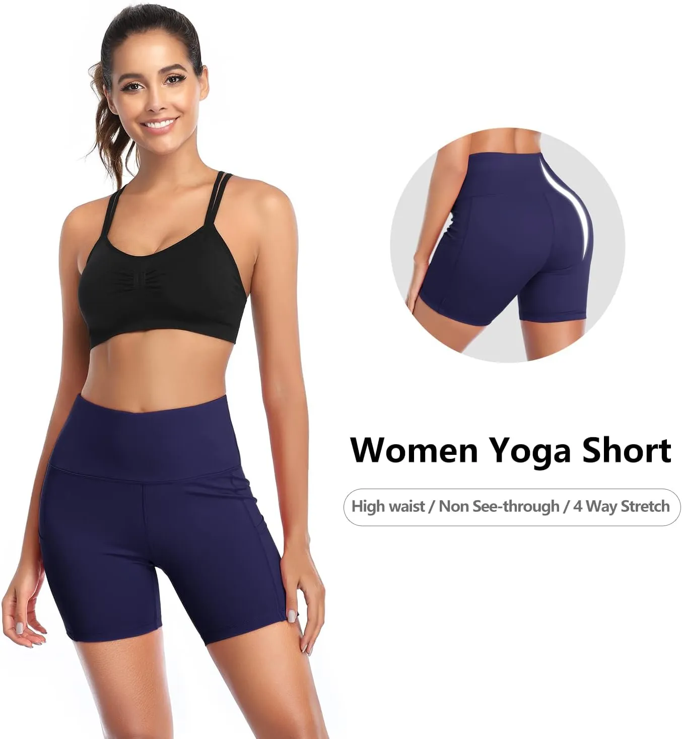 Women Yoga flagpole dinner guild phenomenal facility mill Shorts High Waist Tummy Control Workout Biker Running Athletic Compression Short with Pockets DAYOUNG 