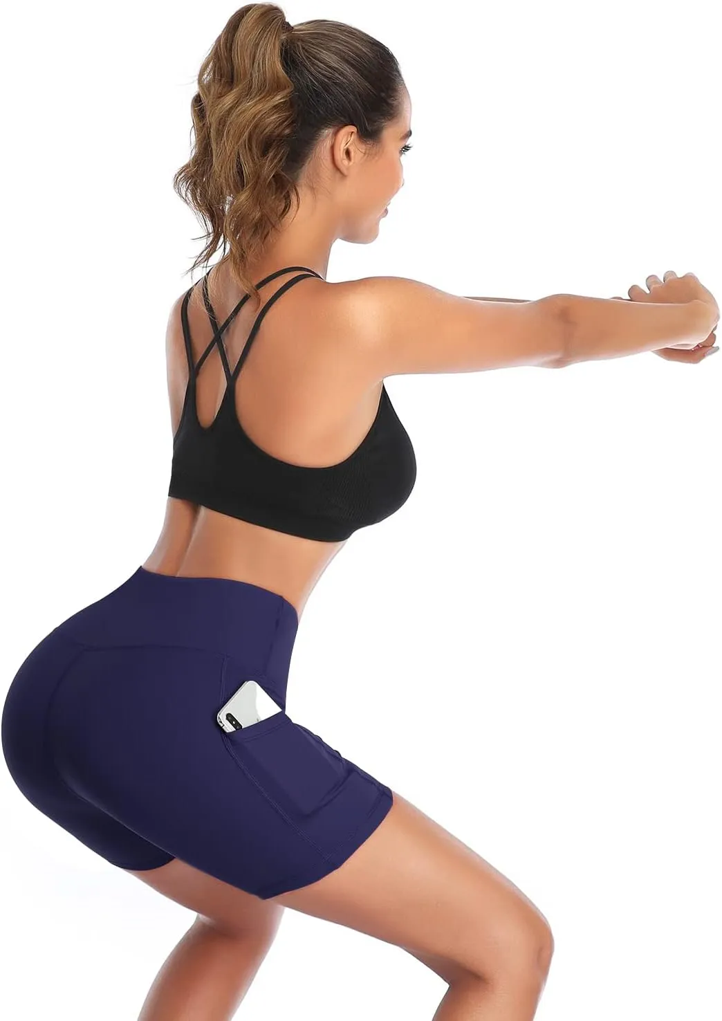 Women Yoga flagpole dinner guild phenomenal facility mill Shorts High Waist Tummy Control Workout Biker Running Athletic Compression Short with Pockets DAYOUNG 