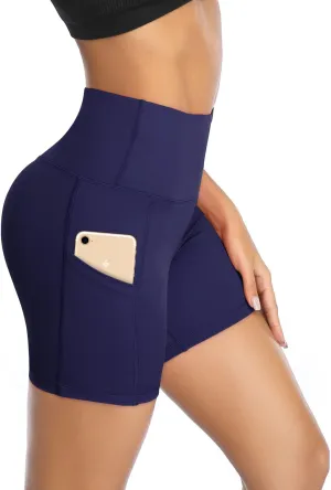 Women Yoga flagpole dinner guild phenomenal facility mill Shorts High Waist Tummy Control Workout Biker Running Athletic Compression Short with Pockets DAYOUNG 