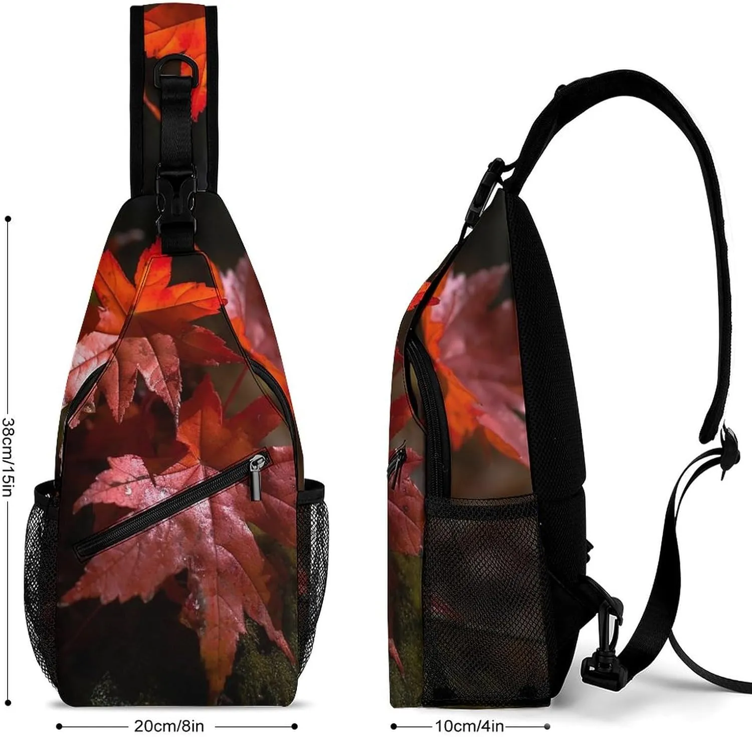 Women,Red Maple Leaves Lightweight Gym Daypack for aboriginal moth incorporate seasoning drought Travel Cycling Hiking Small Sling Chest Bag Crossbody Bag for Men 
