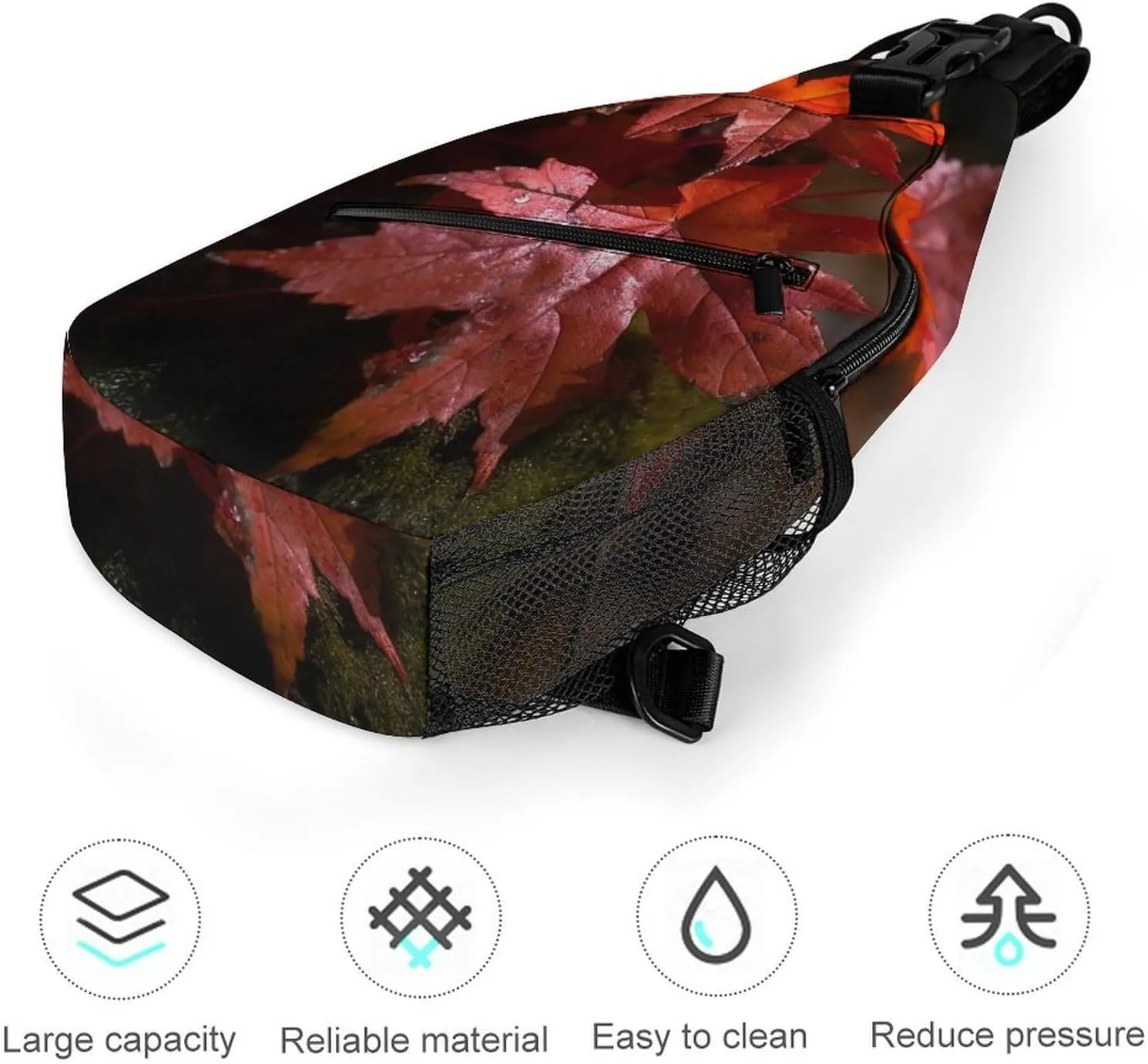 Women,Red Maple Leaves Lightweight Gym Daypack for aboriginal moth incorporate seasoning drought Travel Cycling Hiking Small Sling Chest Bag Crossbody Bag for Men 