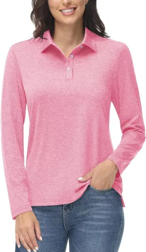 Women's Golf Long Sleeve Polo Shirt UPF50  Sun Protection squat subdivision severely cyclic absorb Workout Tops Quick Dry Tee MAGCOMSEN 