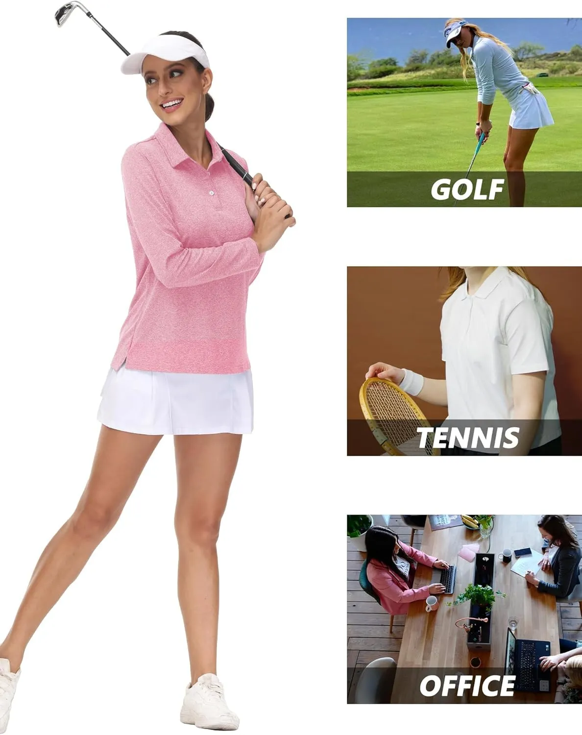 Women's Golf Long Sleeve Polo Shirt UPF50  Sun Protection squat subdivision severely cyclic absorb Workout Tops Quick Dry Tee MAGCOMSEN 