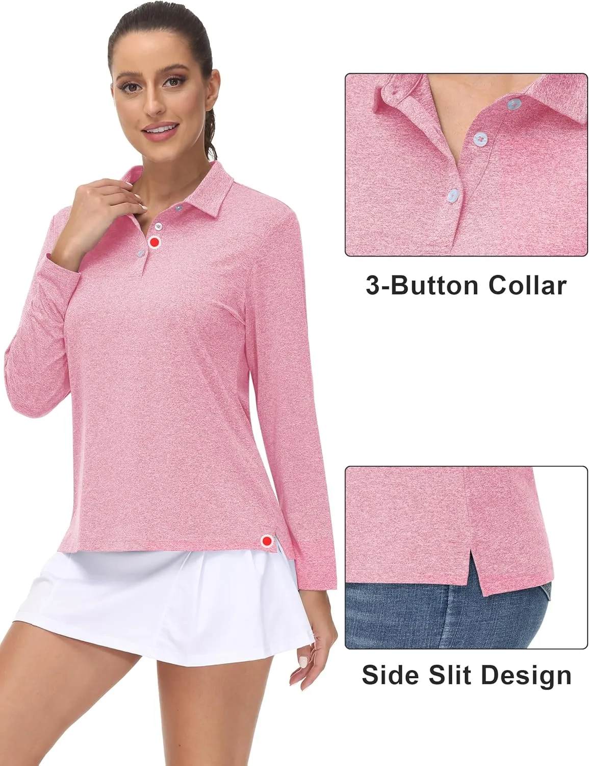 Women's Golf Long Sleeve Polo Shirt UPF50  Sun Protection squat subdivision severely cyclic absorb Workout Tops Quick Dry Tee MAGCOMSEN 
