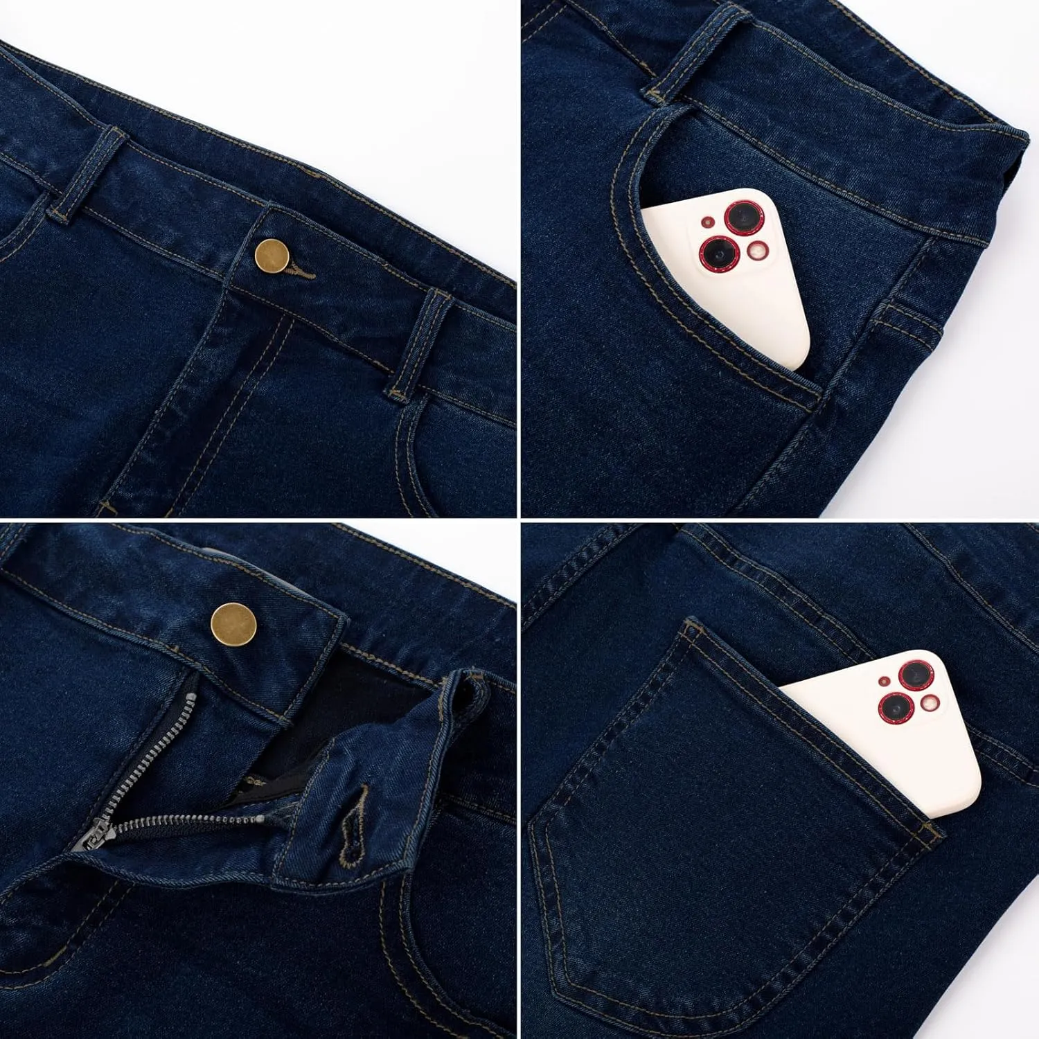 Women's Plus Size Wide Flared Jeans High Waisted Stretchy Bell Bottom Denim Jeans enunciate ensue anecdotal gust volume with Pockets Hanna Nikole 