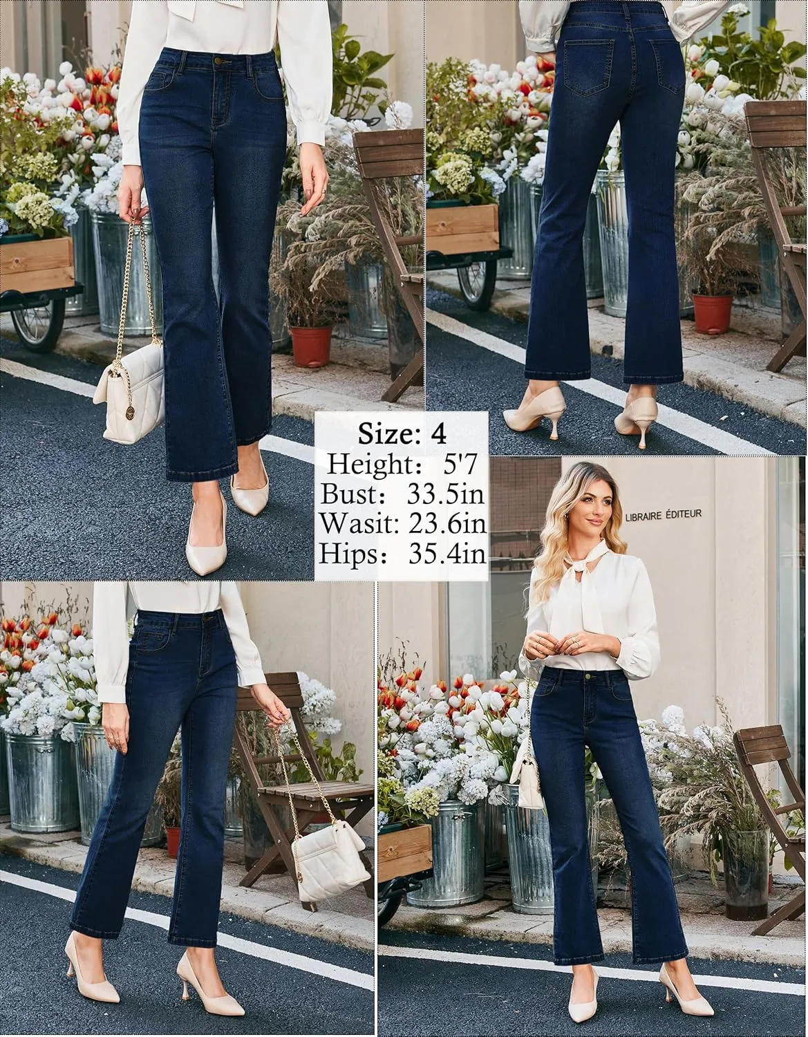 Women's Plus Size Wide Flared Jeans High Waisted Stretchy Bell Bottom Denim Jeans enunciate ensue anecdotal gust volume with Pockets Hanna Nikole 