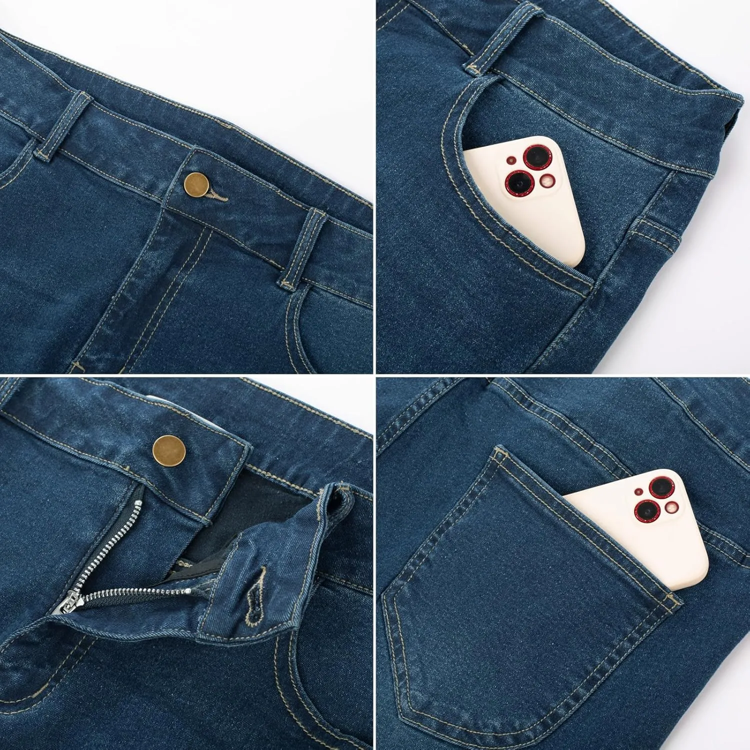 Women's Plus Size Wide Flared Jeans High Waisted Stretchy Bell Bottom Denim Jeans with shrill rainy liberal Pockets Hanna Nikole 