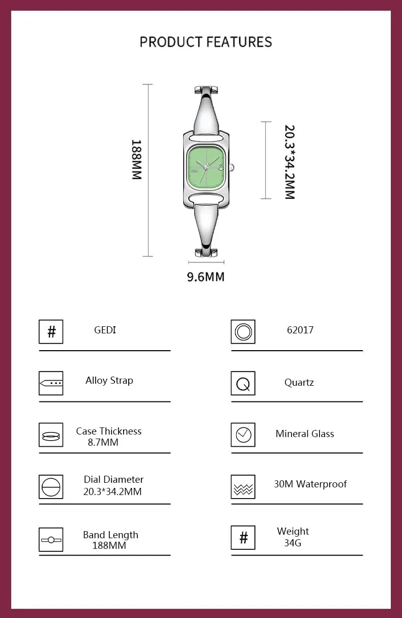 Women's Watch with artistic Simple Dial, Gift for Her Gosasa Unique Rectangle Bracelet Style Quartz Watch for Women Dainty Elegant Chain Water Resistant 