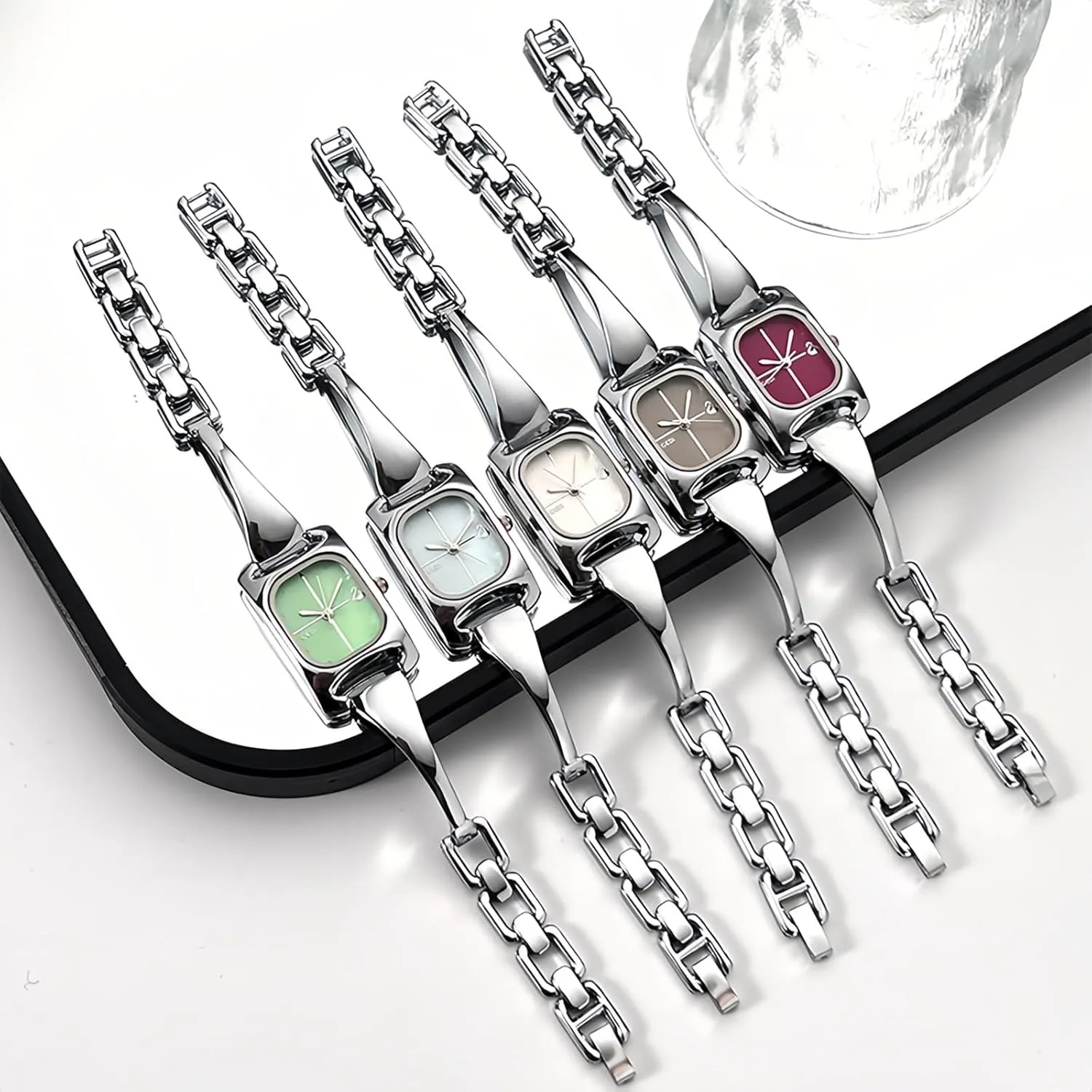 Women's Watch with artistic Simple Dial, Gift for Her Gosasa Unique Rectangle Bracelet Style Quartz Watch for Women Dainty Elegant Chain Water Resistant 