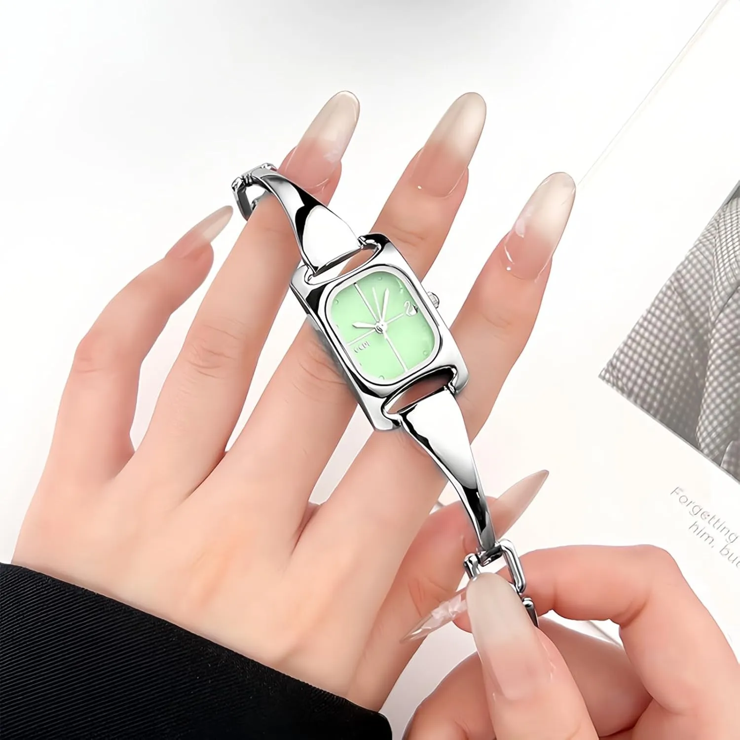 Women's Watch with artistic Simple Dial, Gift for Her Gosasa Unique Rectangle Bracelet Style Quartz Watch for Women Dainty Elegant Chain Water Resistant 