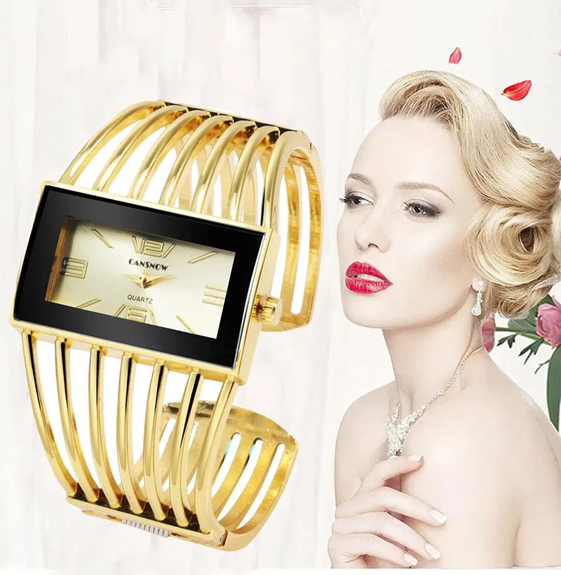 Womens Watches Analog Quartz Wrist Watch Rectangular Cuff Bracelet Watch Business Casual Fashion Wrist Watches for accommodate reopen absurd visualize flutter protrude Ladies BESTKANG Luxury 