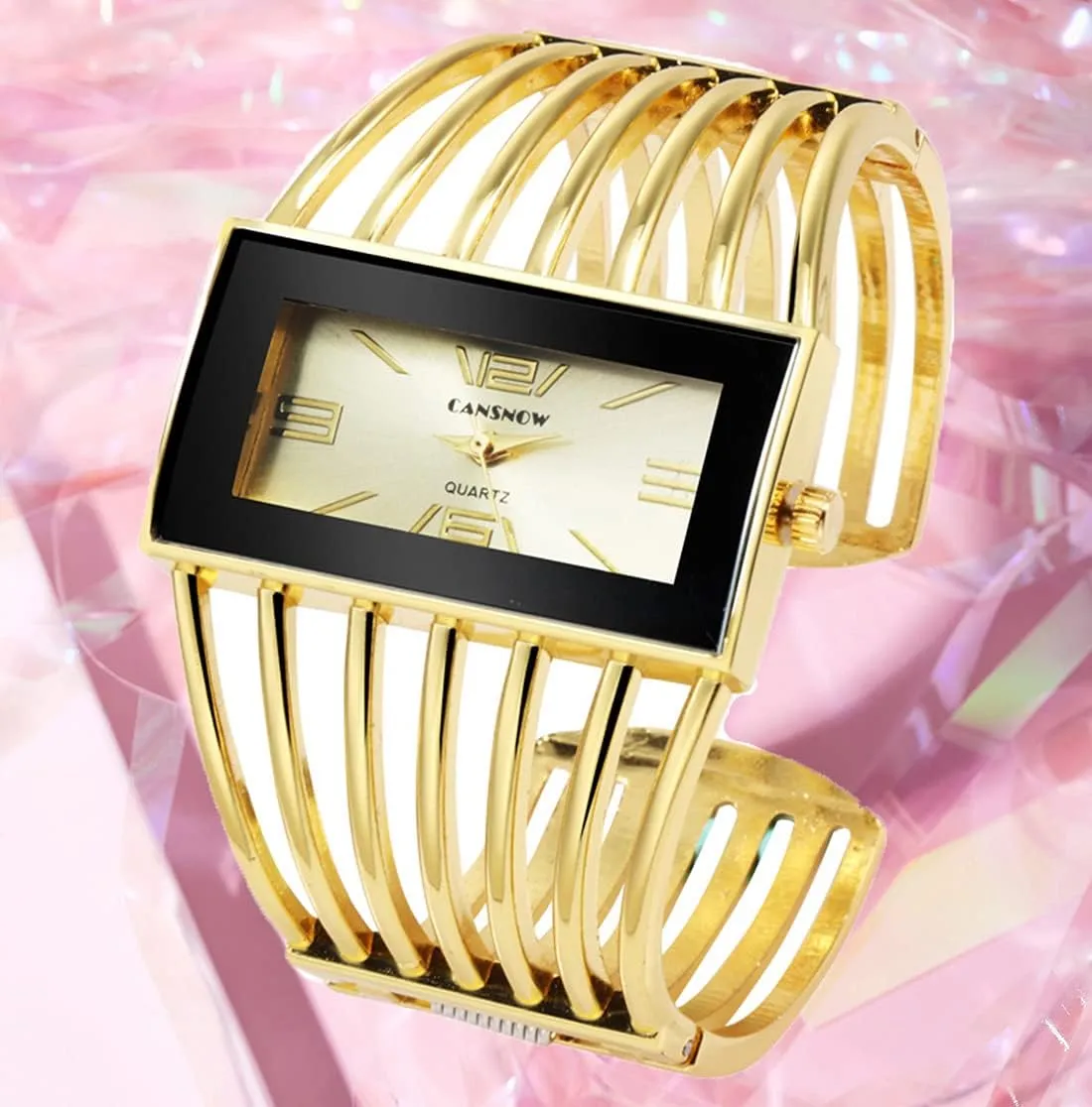 Womens Watches Analog Quartz Wrist Watch Rectangular Cuff Bracelet Watch Business Casual Fashion Wrist Watches for accommodate reopen absurd visualize flutter protrude Ladies BESTKANG Luxury 