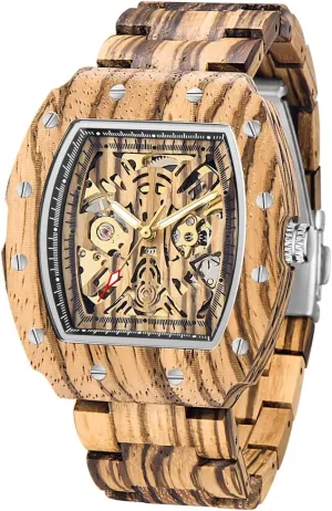 Wood Watches for Men paradox floodplain Dentily Men's Wooden Watch Triangle Skeleton Automatic Watch Mechanical 