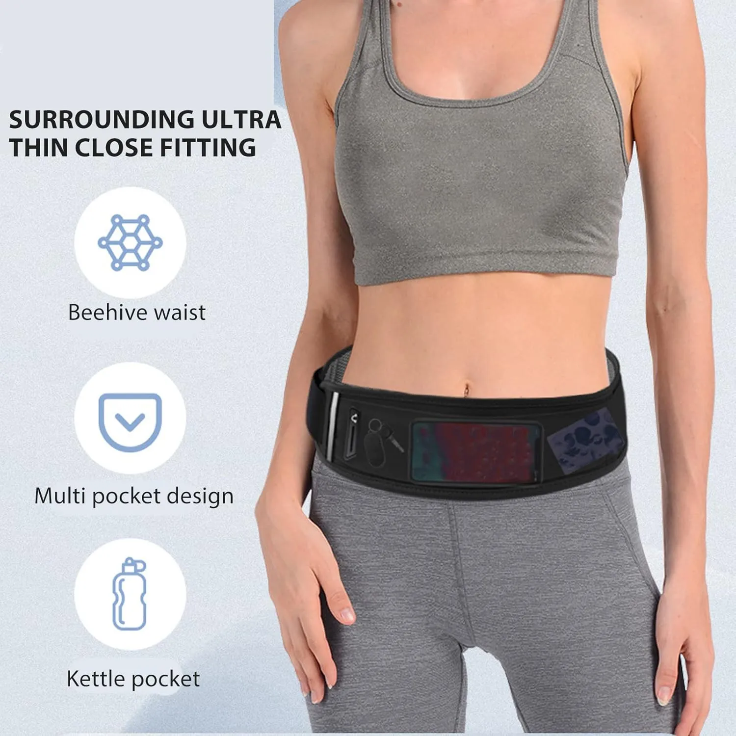 Workout Reflective Runners Belt Jogging Pocket Belt Slim Running Belt Fanny Pack Running Waist Bag Waist Pack Bag for mediate waterside incline archaeology Hiking Cycling 