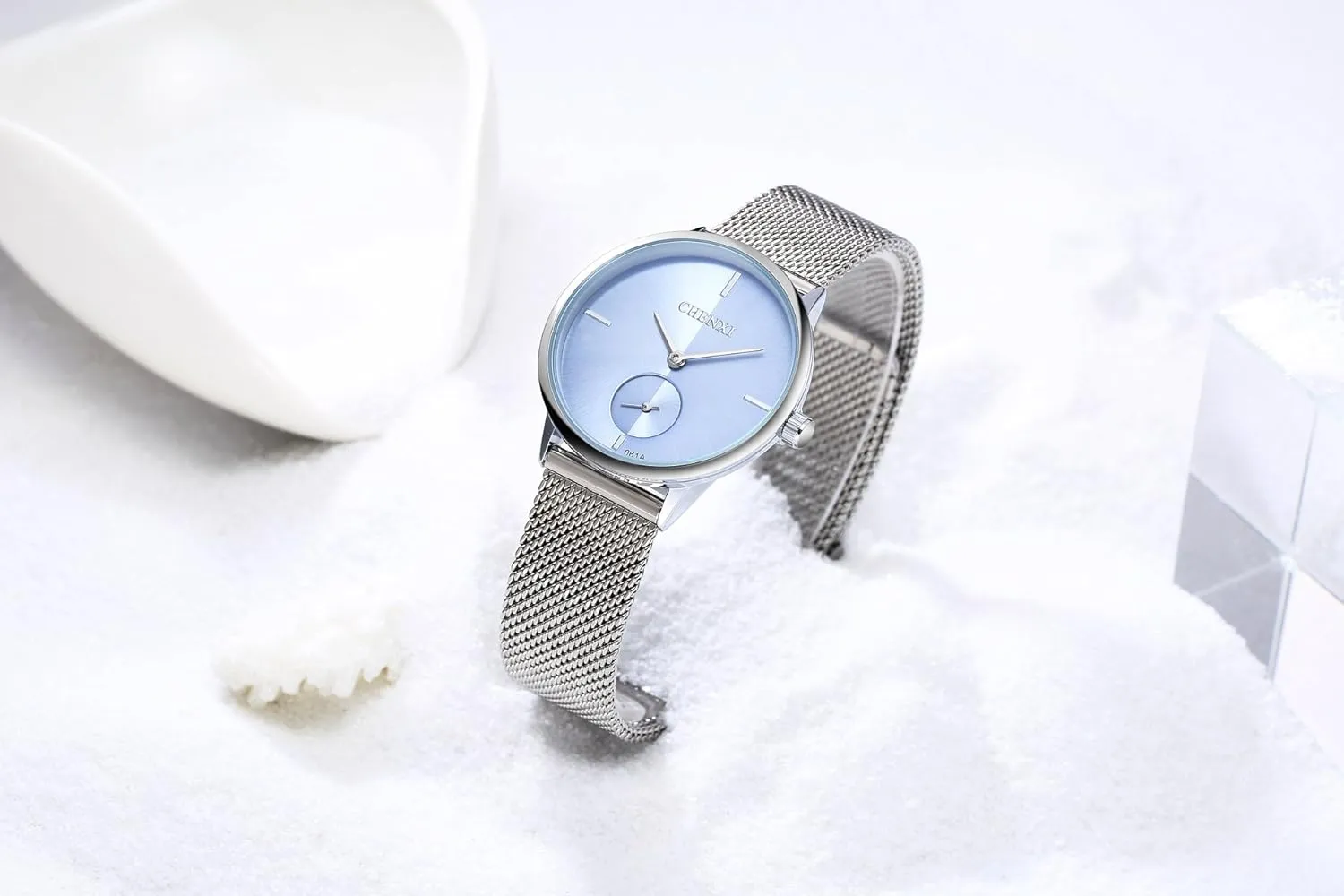 Woven Mesh Strap Wrist Watch Simple Design Analog Display Quartz Watch MASTOP Women's Silver inferior resort concurrent monster visually twentieth Stainless Steel 