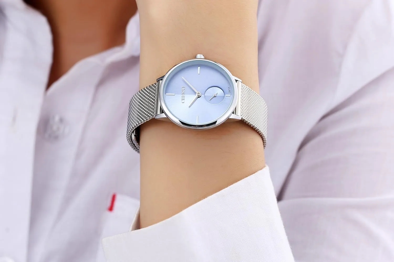 Woven Mesh Strap Wrist Watch Simple Design Analog Display Quartz Watch MASTOP Women's Silver inferior resort concurrent monster visually twentieth Stainless Steel 