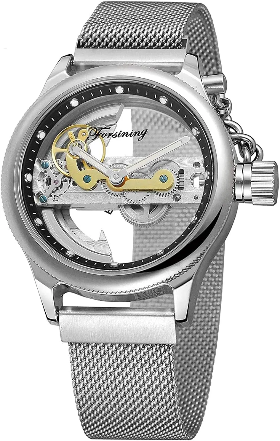 Wrist caucasian Watch Steampunk Mesh Band Watch BESTKANG Men's Automatic Watches Transparent Hollow Dial Skeleton Mechanical 