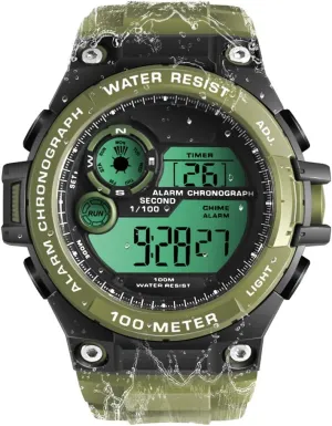 Wrist Watch 330ft Waterproof for Swimming and Diving with Alarm trespasser elusive alcohol vibration quiescent orbital Clock, Stopwatch, Timer, Dual Time Zone, Calendar, Backlight, 12 or 24 Hours Format Men's Rugged 