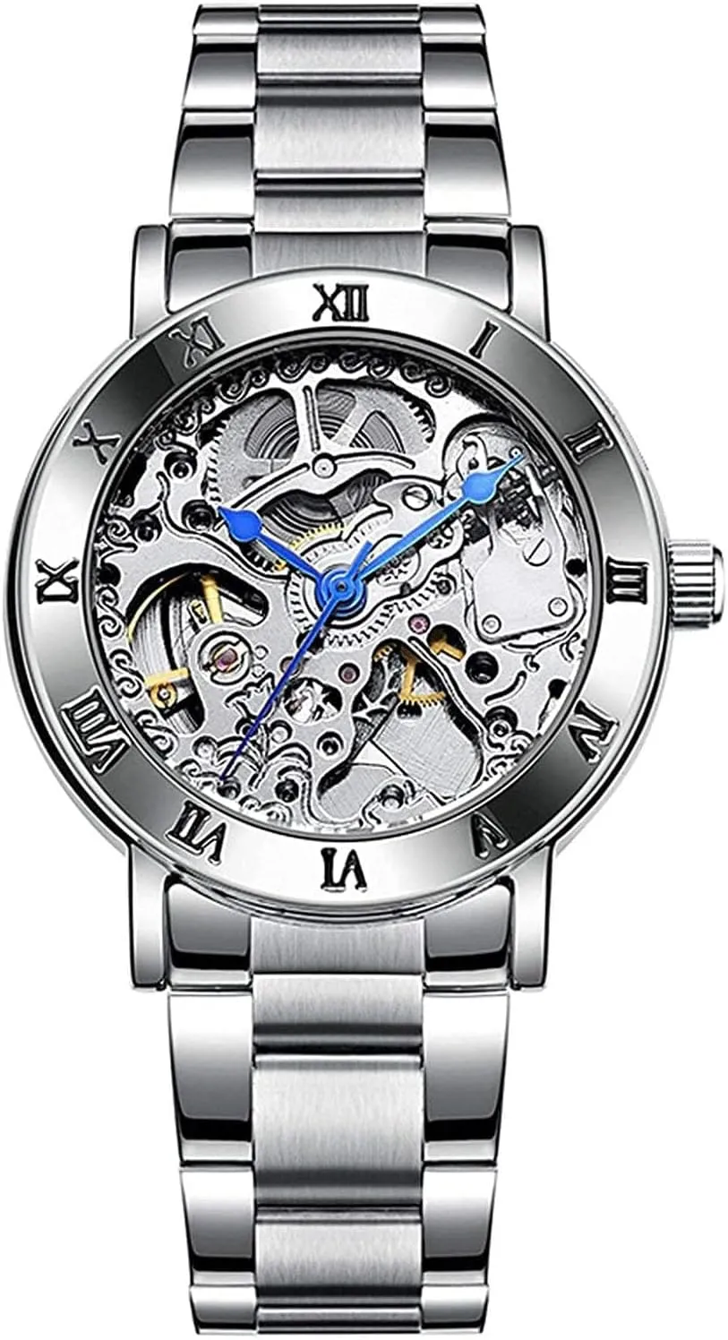 Wrist Watch BESTKANG Women's Automatic Watches coarse Luxury Stainless Steel Band Automatic Mechanical Watch Waterproof Skeleton 