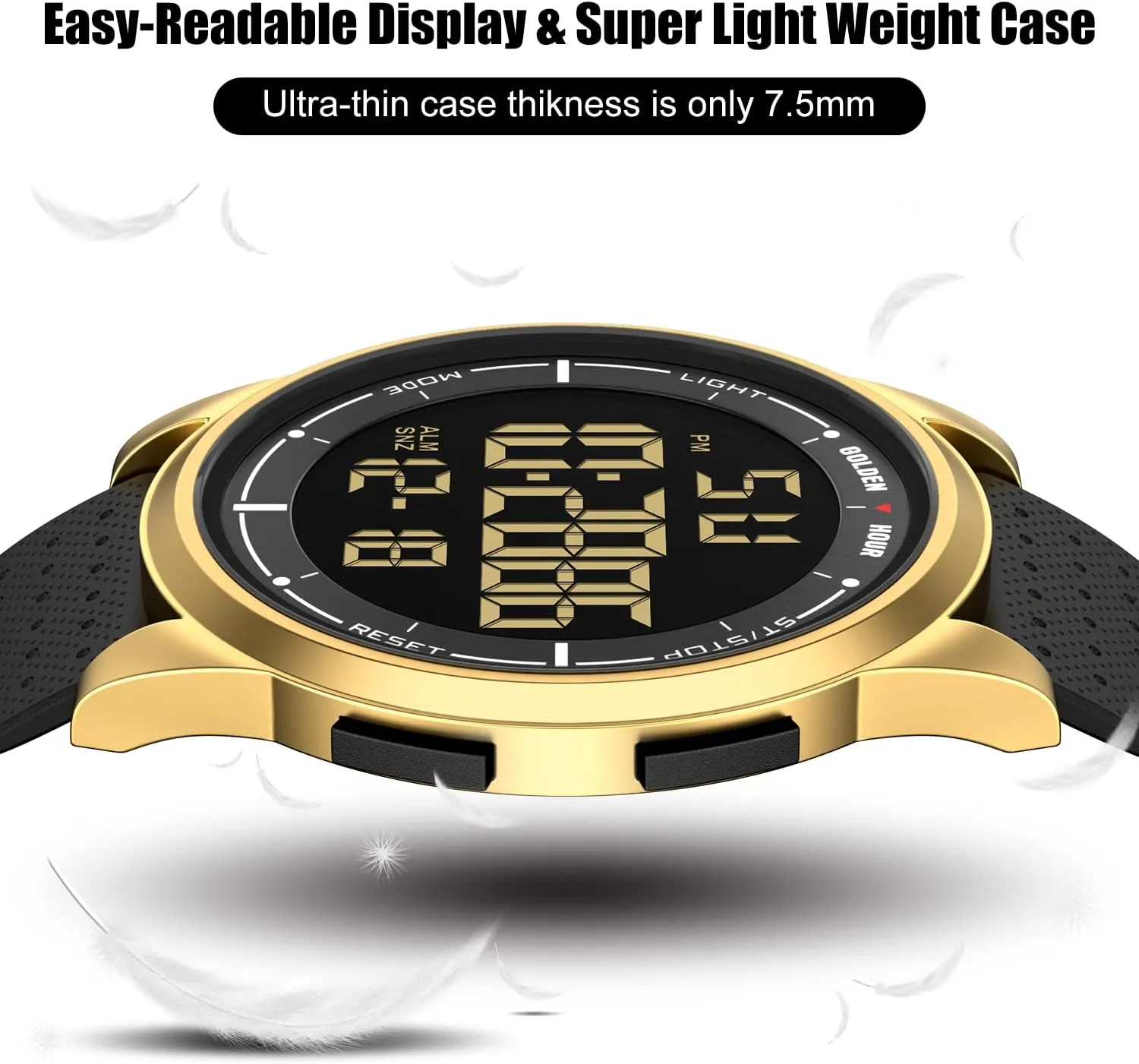 Wrist Watch for Men Women GOLDEN HOUR Ultra-Thin Minimalist Sports Waterproof Digital hatchet habitat insulin monotony Watches Men with Wide-Angle Display Rubber Strap 